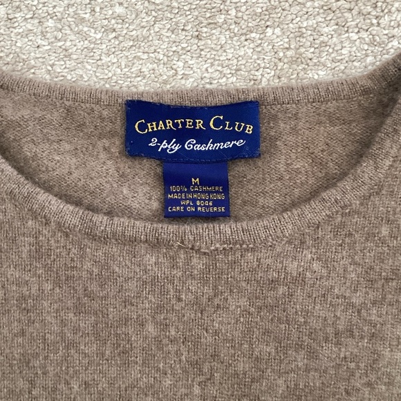 Charter Club Taupe Cashmere Sweater - Picture 2 of 4